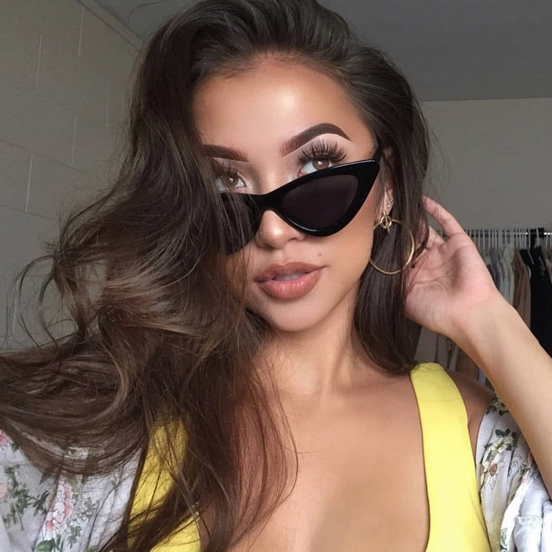 New Retro Fashion Sunglasses Women Brand Designer Vintage Cat Eye Black White Sun Glasses Female Lady UV400 Oculos mysite