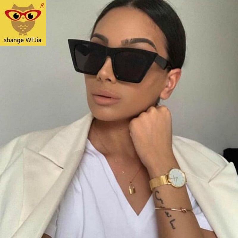 new brand sunglasses Square glasses  Personalized cat eyes Colorful sunglasses trend versatile sunglasses uv400 curtain mysite