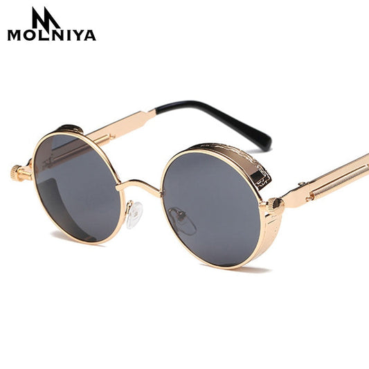 Metal Round Steampunk Sunglasses Men Women Fashion Glasses Brand Designer Retro Frame Vintage Sunglasses High Quality UV400 mysite
