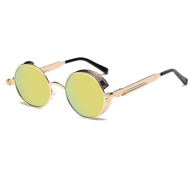 Metal Round Steampunk Sunglasses Men Women Fashion Glasses Brand Designer Retro Frame Vintage Sunglasses High Quality UV400 mysite