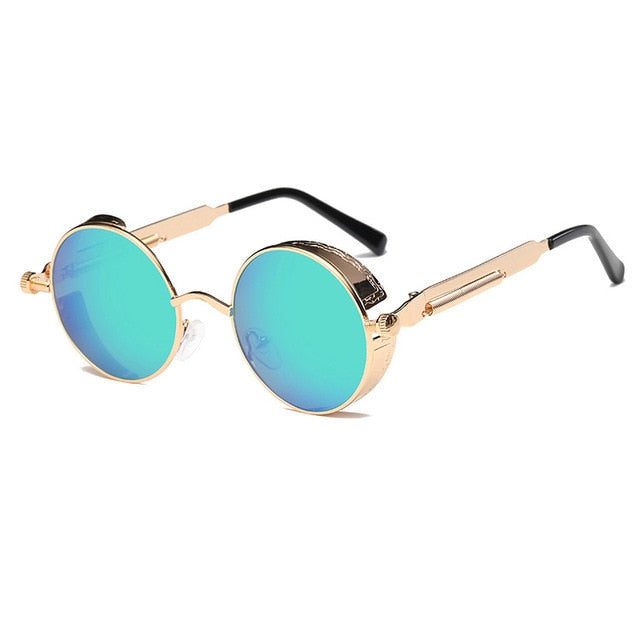 Metal Round Steampunk Sunglasses Men Women Fashion Glasses Brand Designer Retro Frame Vintage Sunglasses High Quality UV400 mysite