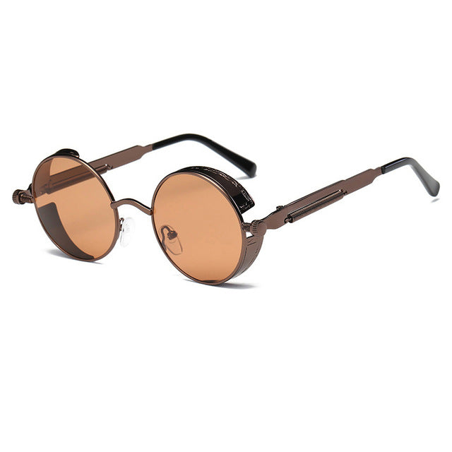 Metal Round Steampunk Sunglasses Men Women Fashion Glasses Brand Designer Retro Frame Vintage Sunglasses High Quality UV400 mysite