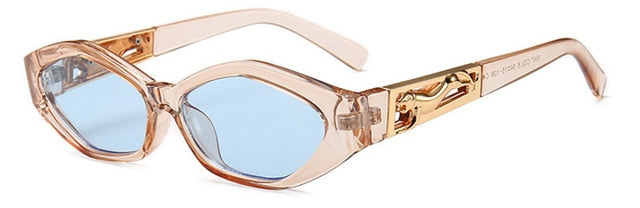 SHAUNA Diamond Sharp Fashion Metal Jumping Cheetah Decoration Fashion Women Small Cat Eye Sunglasses mysite