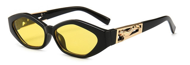 SHAUNA Diamond Sharp Fashion Metal Jumping Cheetah Decoration Fashion Women Small Cat Eye Sunglasses mysite