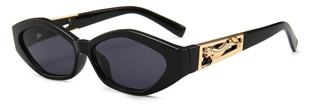 SHAUNA Diamond Sharp Fashion Metal Jumping Cheetah Decoration Fashion Women Small Cat Eye Sunglasses mysite