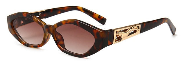 SHAUNA Diamond Sharp Fashion Metal Jumping Cheetah Decoration Fashion Women Small Cat Eye Sunglasses mysite