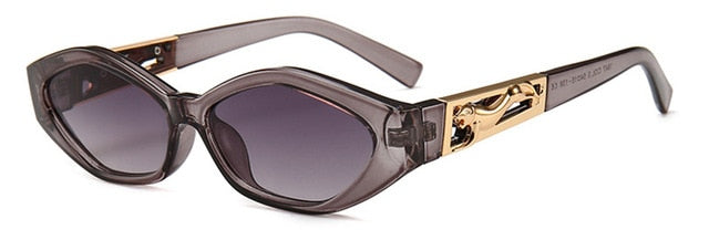 SHAUNA Diamond Sharp Fashion Metal Jumping Cheetah Decoration Fashion Women Small Cat Eye Sunglasses mysite