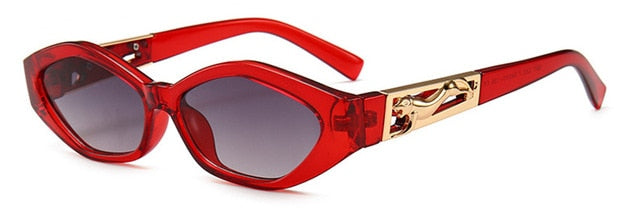 SHAUNA Diamond Sharp Fashion Metal Jumping Cheetah Decoration Fashion Women Small Cat Eye Sunglasses mysite