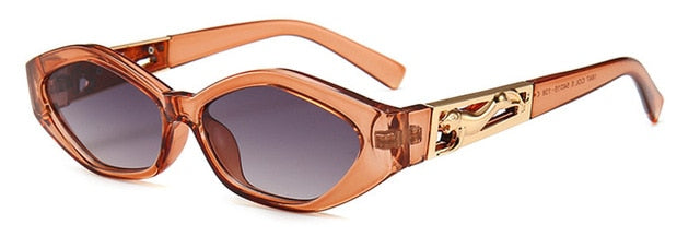 SHAUNA Diamond Sharp Fashion Metal Jumping Cheetah Decoration Fashion Women Small Cat Eye Sunglasses mysite