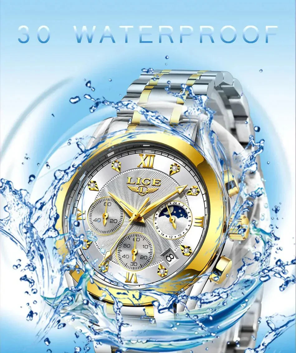 Shark & Sapphire Golden Radiance Luxury Women's Watchs-1 mysite