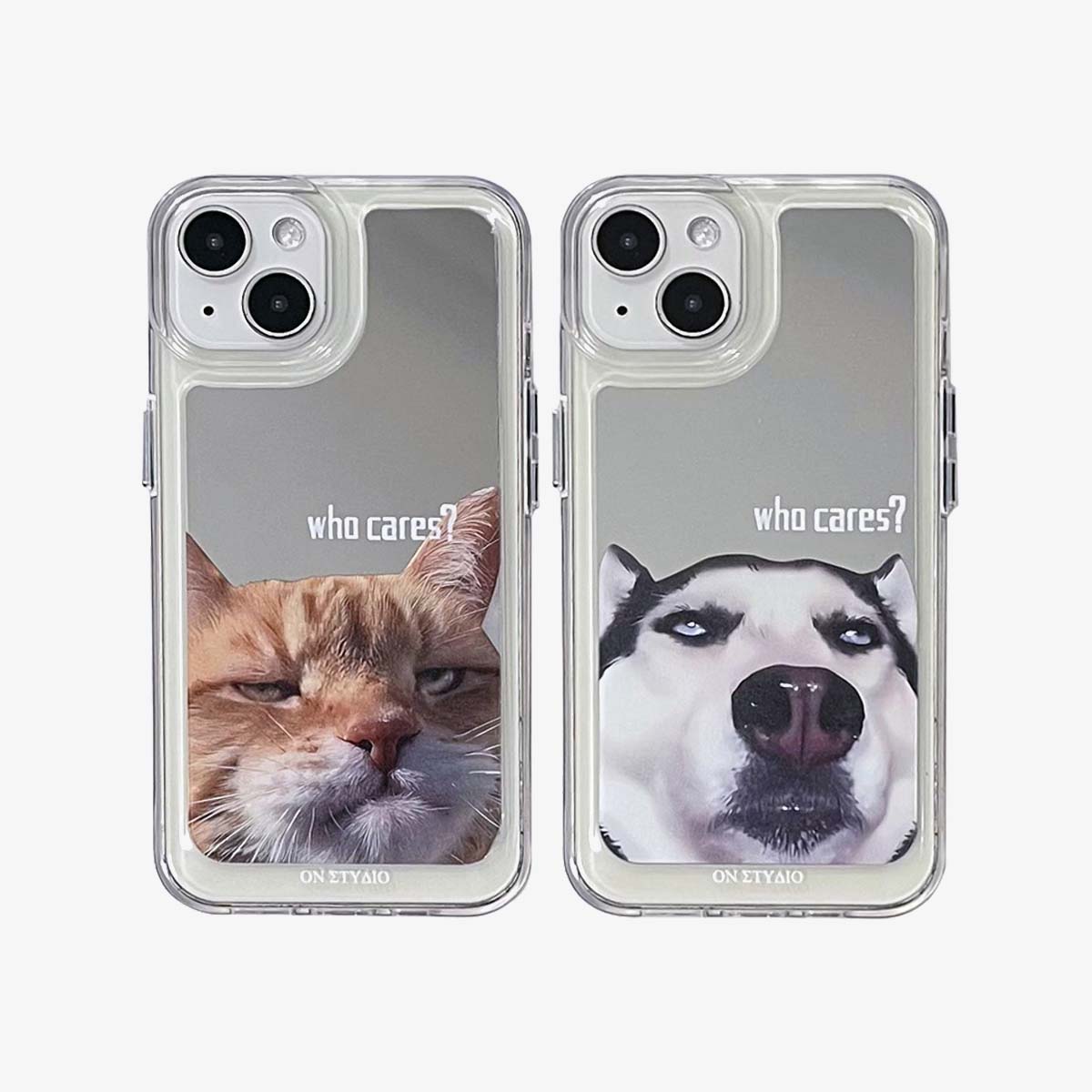 Mirror iPhone Case | Couple Cats & Dogs Who Cares (Buy 2 and get 50% off one) mysite