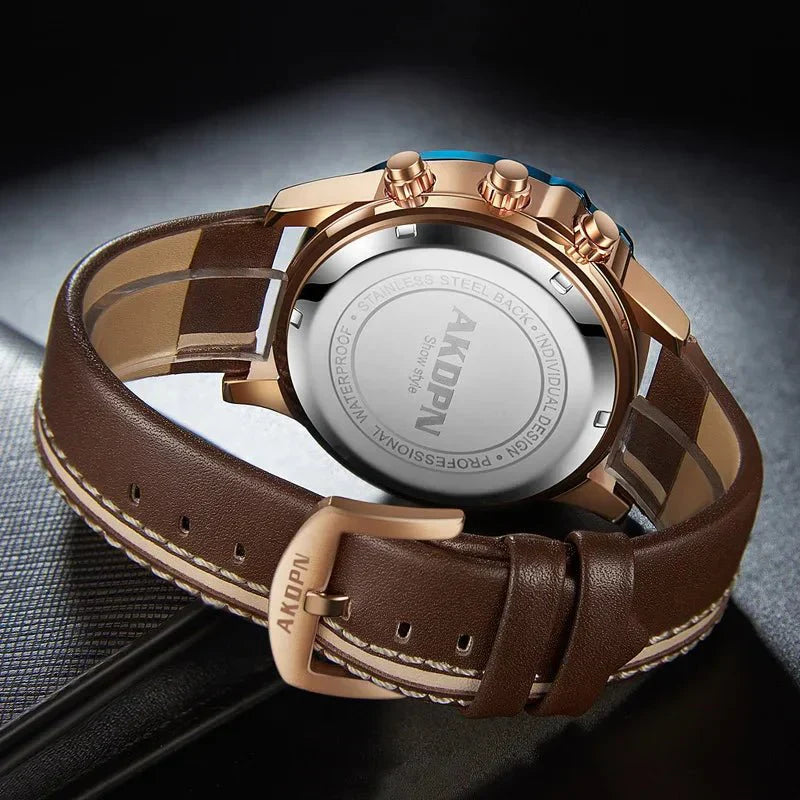 Stylish Quartz Men's Watch with Unique Rotating Date and Leather Strap - Military-Inspired Casual Timepieces-1 mysite