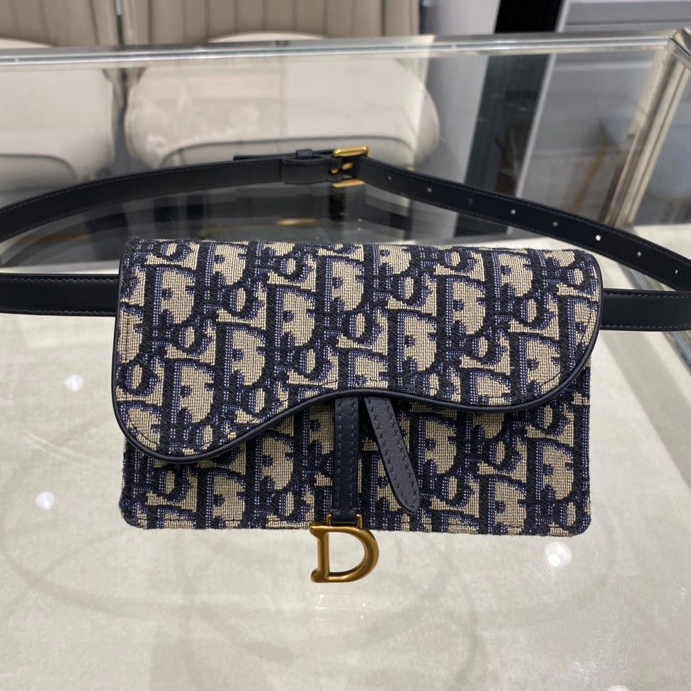 CD SADDLE 17CM BELT BEG BLUE OBLIQUE EMBROIDERY mysite