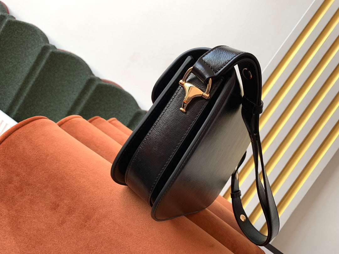 GG 1955 Horsebit Bag 25cm Black Calfskin Gold Hardware mysite