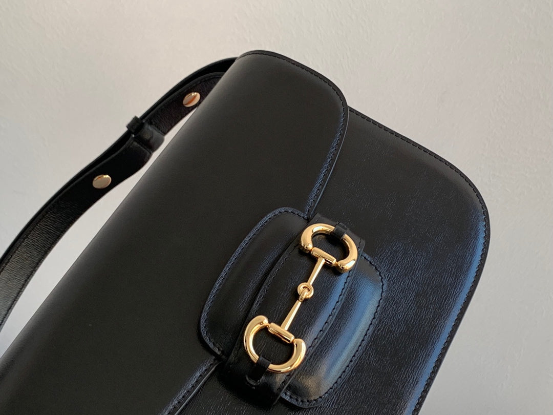 GG 1955 Horsebit Bag 25cm Black Calfskin Gold Hardware mysite