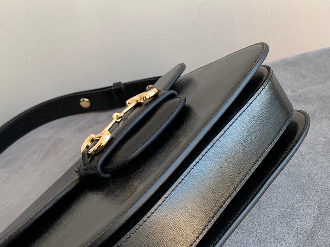 GG 1955 Horsebit Bag 25cm Black Calfskin Gold Hardware mysite