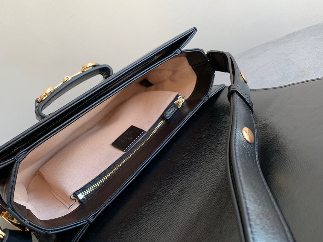 GG 1955 Horsebit Bag 25cm Black Calfskin Gold Hardware mysite