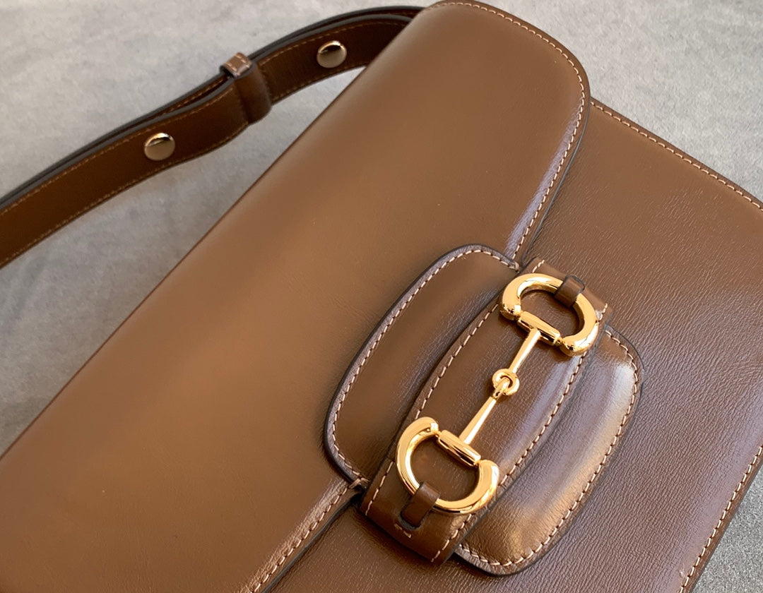 GG 1955 Horsebit Bag 25cm Brown Calfskin Gold Hardware mysite