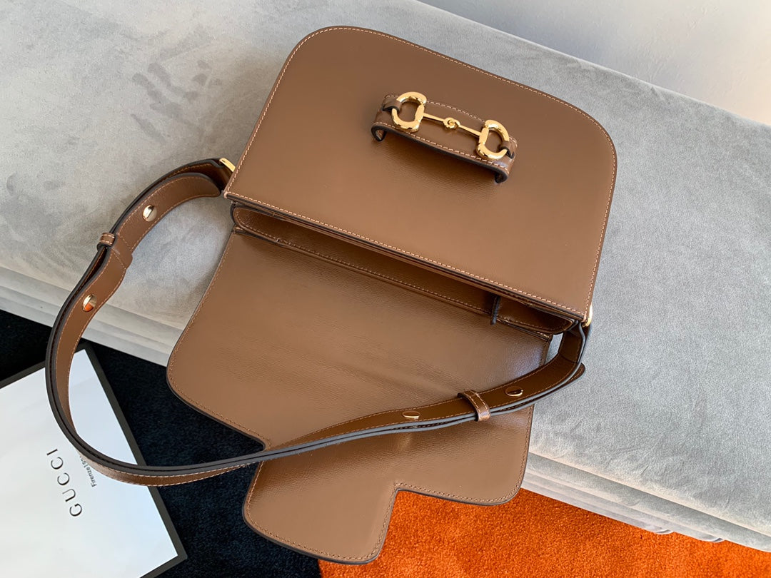 GG 1955 Horsebit Bag 25cm Brown Calfskin Gold Hardware mysite