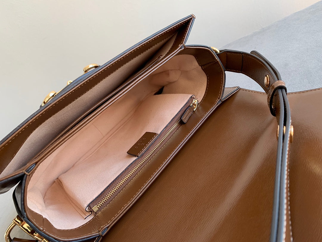 GG 1955 Horsebit Bag 25cm Brown Calfskin Gold Hardware mysite