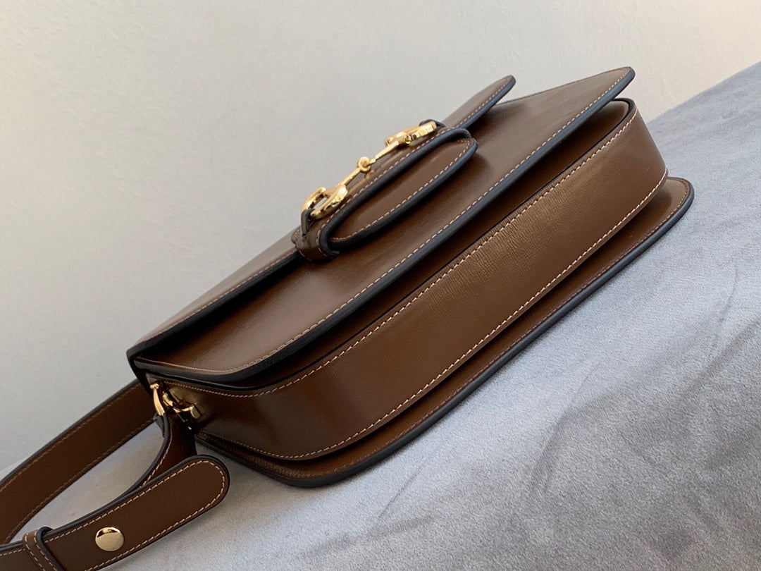 GG 1955 Horsebit Bag 25cm Brown Calfskin Gold Hardware mysite