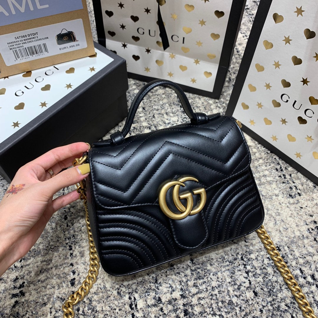 GG Marmont 21cm Mini Top Black Calfskin Gold Hardware mysite