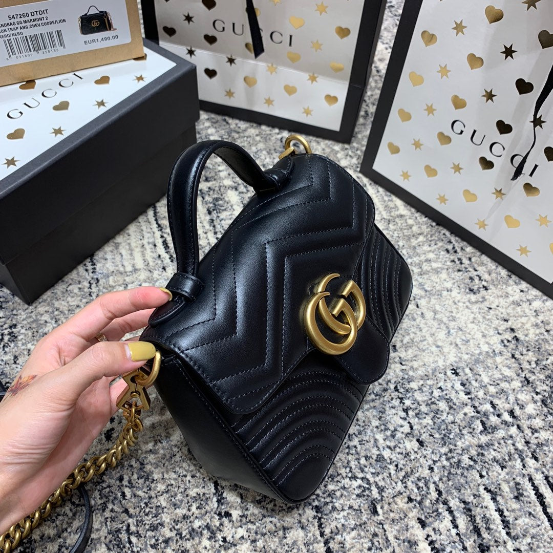 GG Marmont 21cm Mini Top Black Calfskin Gold Hardware mysite