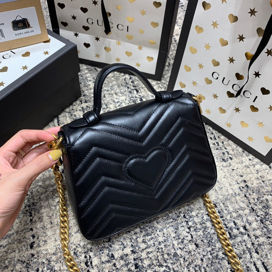 GG Marmont 21cm Mini Top Black Calfskin Gold Hardware mysite