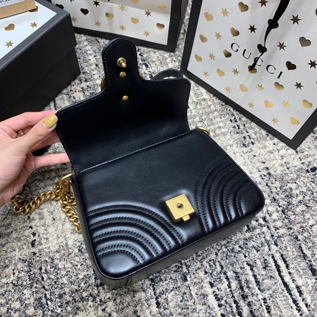 GG Marmont 21cm Mini Top Black Calfskin Gold Hardware mysite