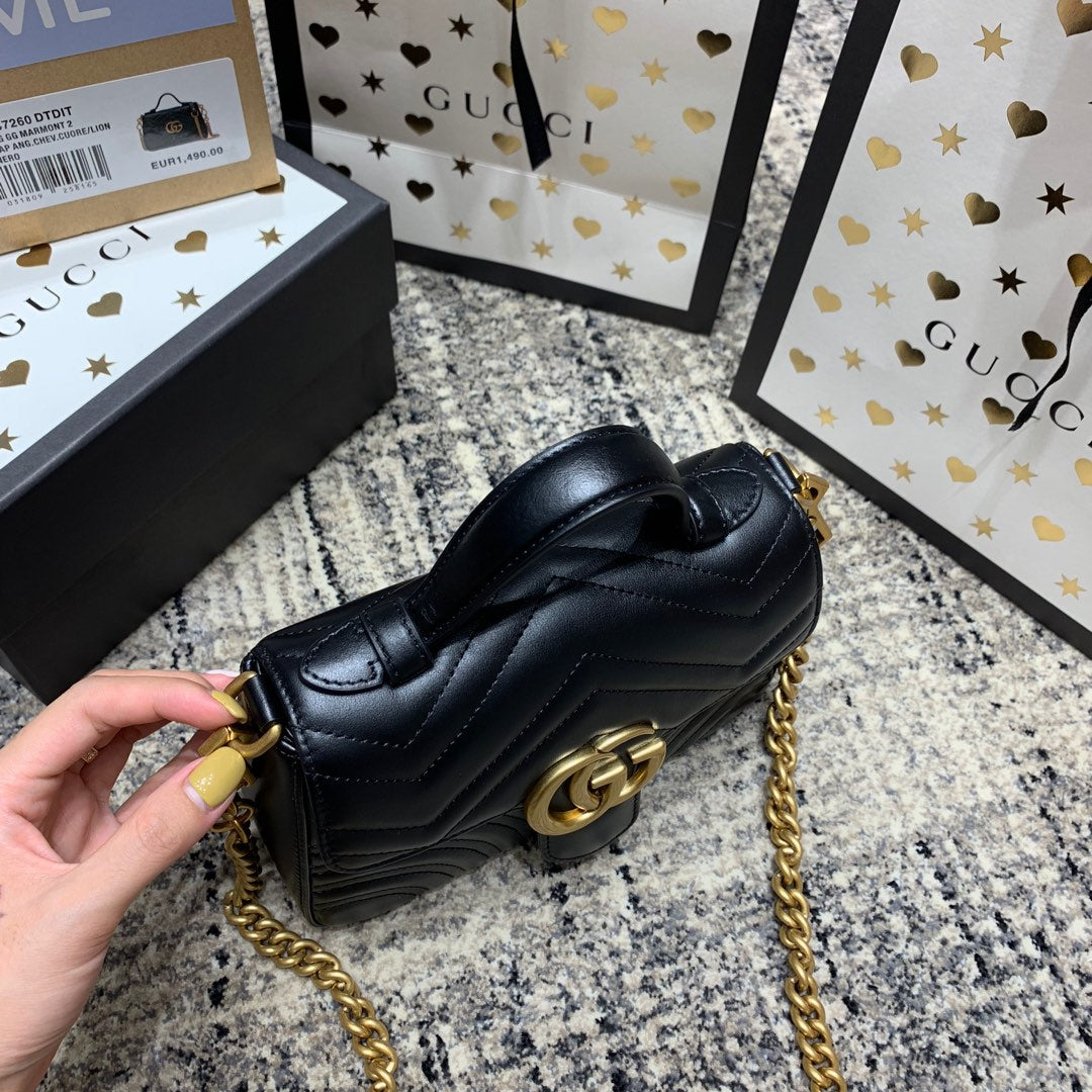 GG Marmont 21cm Mini Top Black Calfskin Gold Hardware mysite