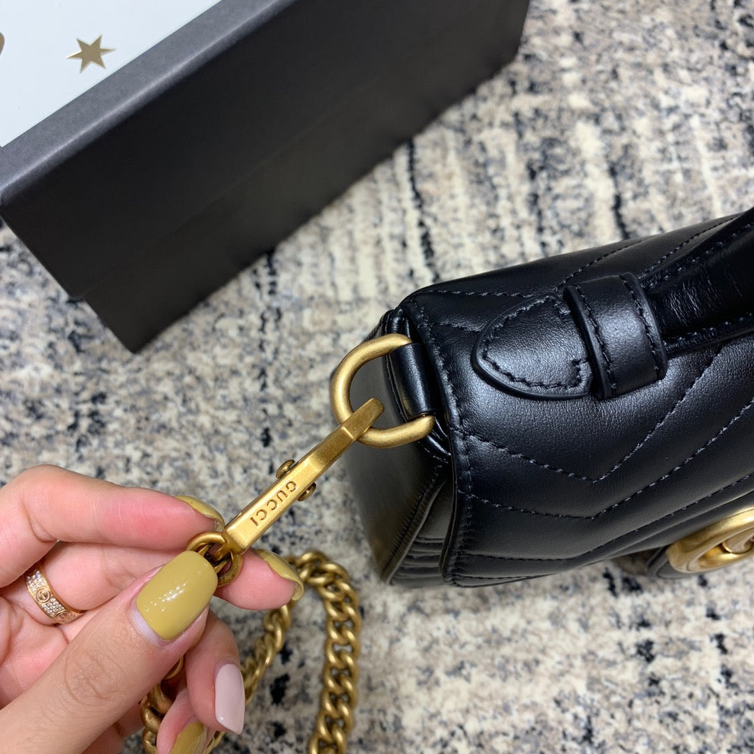 GG Marmont 21cm Mini Top Black Calfskin Gold Hardware mysite