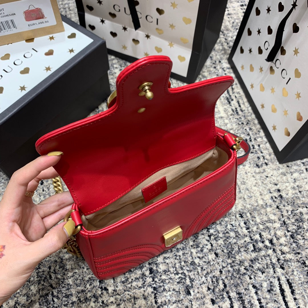 GG Marmont 21cm Mini Top Red Calfskin Gold Hardware mysite
