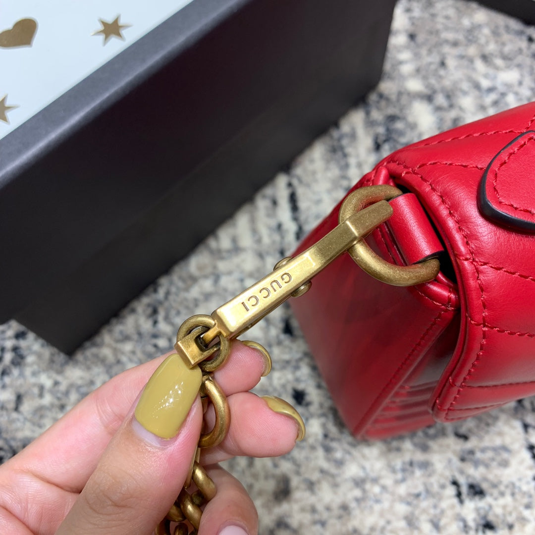 GG Marmont 21cm Mini Top Red Calfskin Gold Hardware mysite