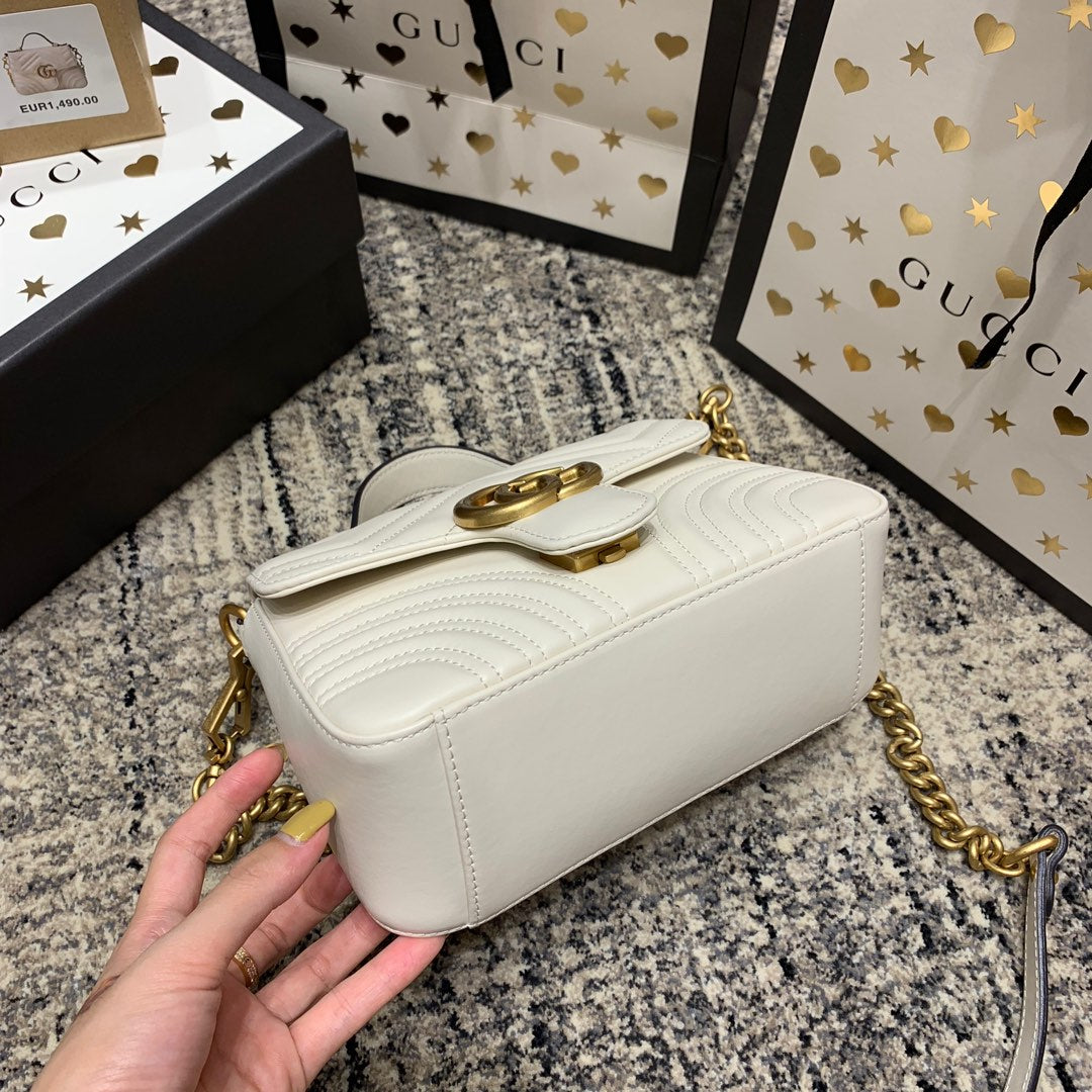 GG Marmont 21cm Mini Top White Calfskin Gold Hardware mysite