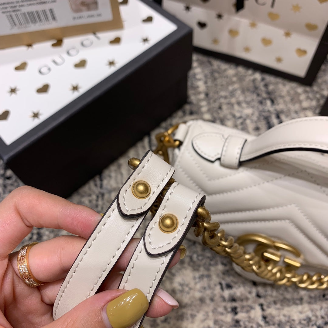 GG Marmont 21cm Mini Top White Calfskin Gold Hardware mysite