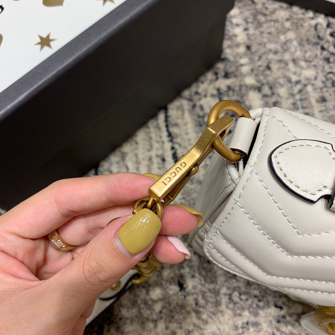 GG Marmont 21cm Mini Top White Calfskin Gold Hardware mysite