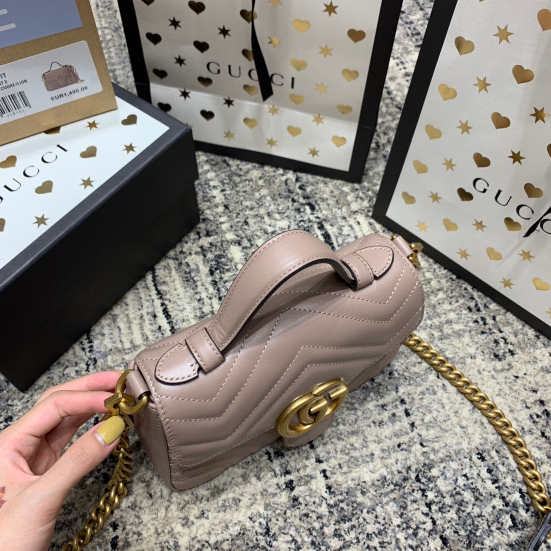 GG Marmont 21cm Mini Top Dark Beige Calfskin Gold Hardware mysite