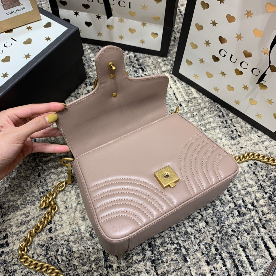 GG Marmont 21cm Mini Top Dark Beige Calfskin Gold Hardware mysite