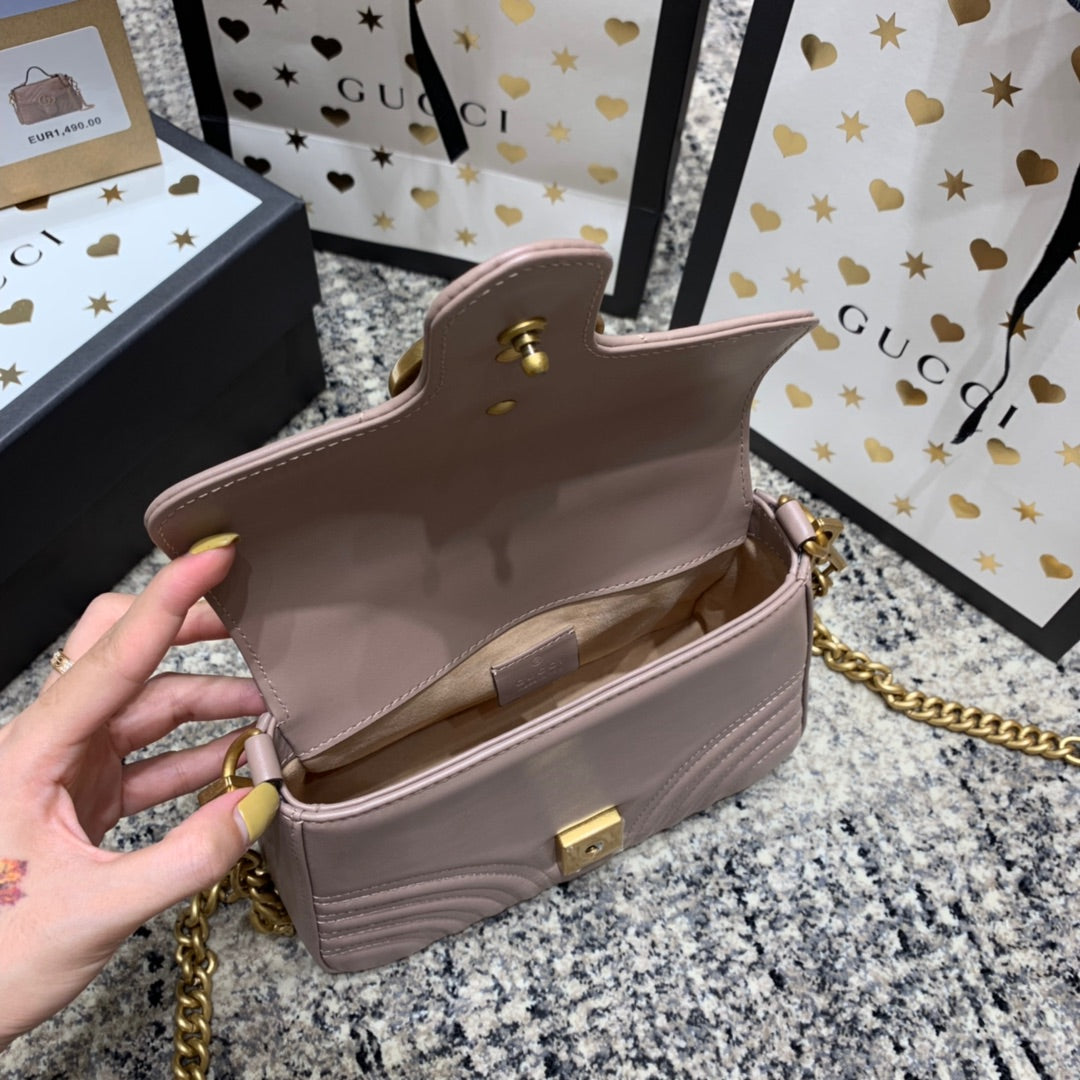 GG Marmont 21cm Mini Top Dark Beige Calfskin Gold Hardware mysite