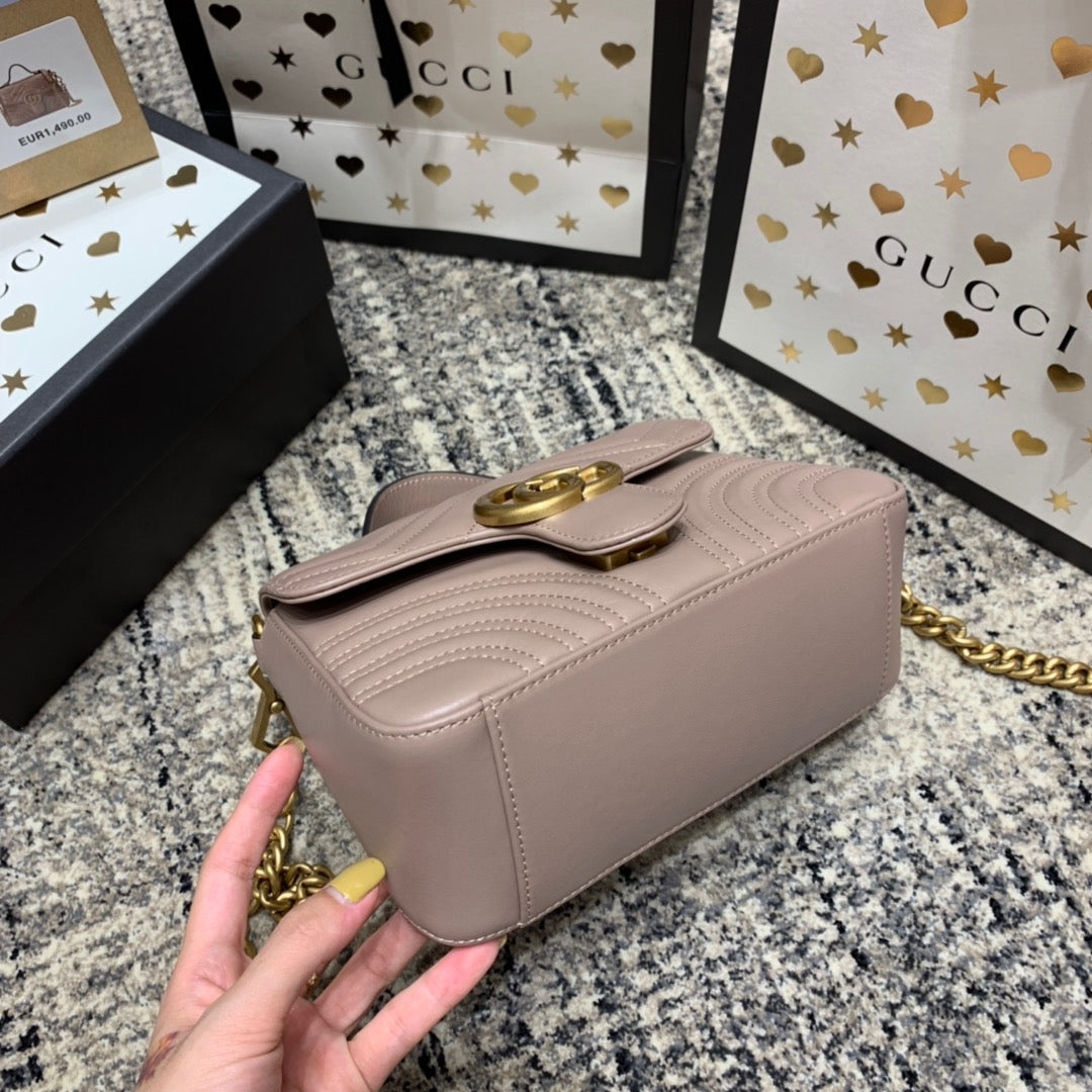 GG Marmont 21cm Mini Top Dark Beige Calfskin Gold Hardware mysite