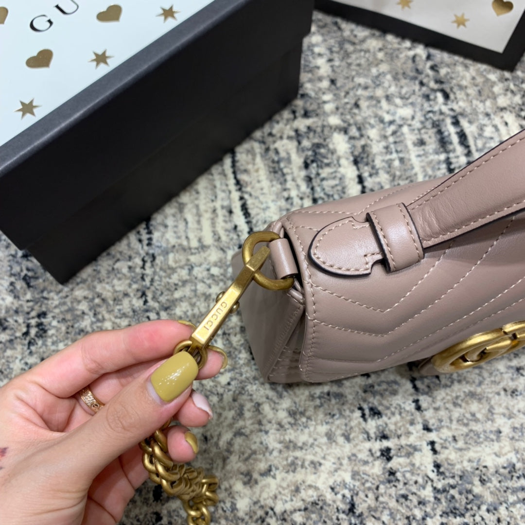 GG Marmont 21cm Mini Top Dark Beige Calfskin Gold Hardware mysite