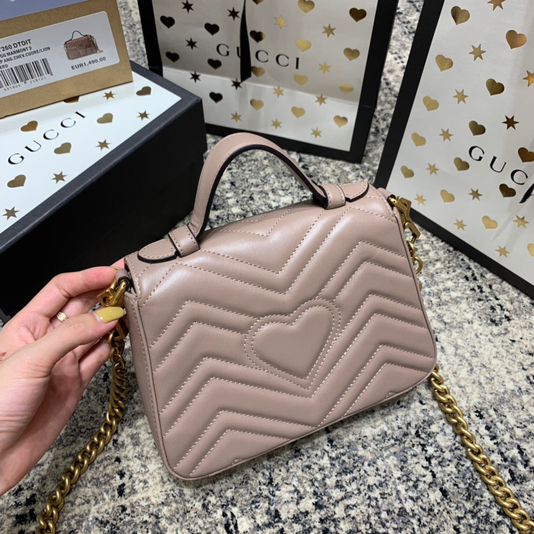 GG Marmont 21cm Mini Top Dark Beige Calfskin Gold Hardware mysite