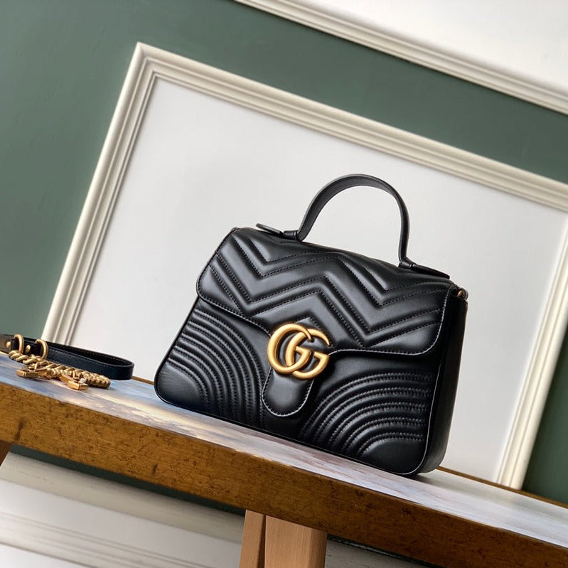 GG Marmont 26.5cm Black Calfskin Gold Hardware mysite