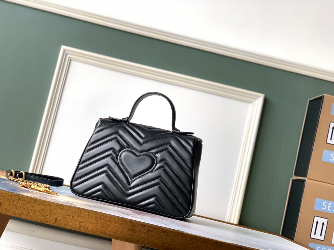 GG Marmont 26.5cm Black Calfskin Gold Hardware mysite