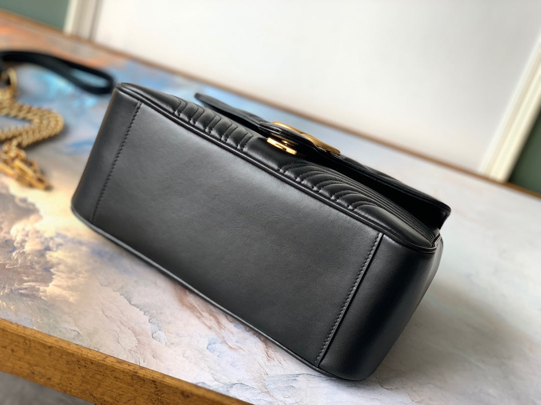 GG Marmont 26.5cm Black Calfskin Gold Hardware mysite