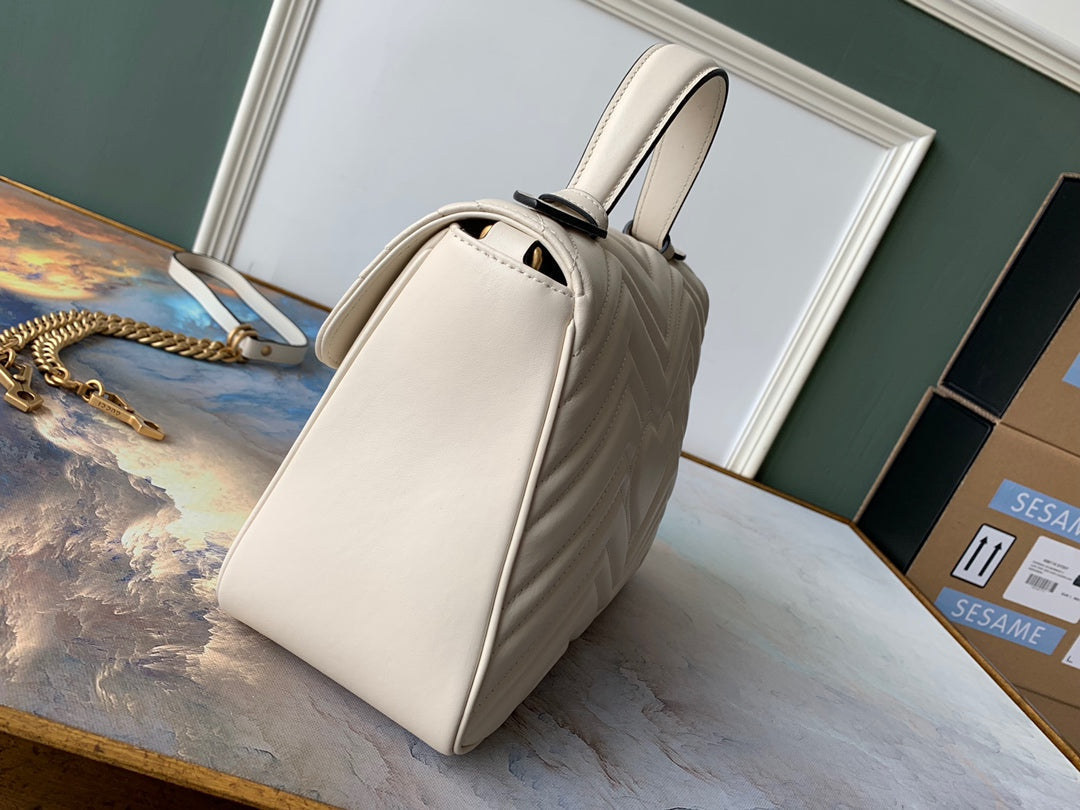 GG Marmont 26.5cm White Calfskin Gold Hardware mysite