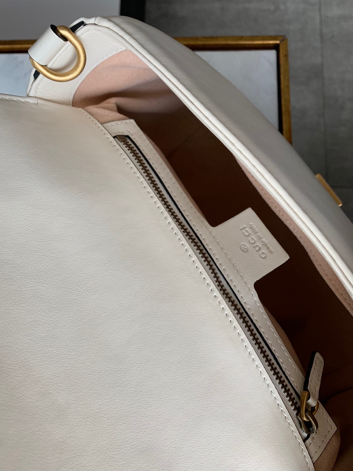 GG Marmont 26.5cm White Calfskin Gold Hardware mysite