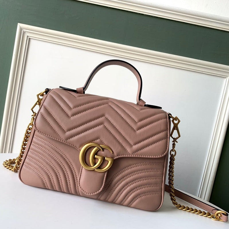 GG Marmont 26.5cm Dark Beige Calfskin Gold Hardware mysite