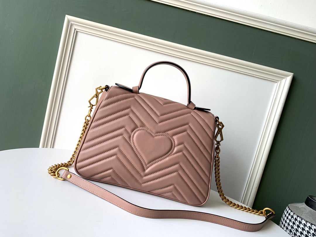 GG Marmont 26.5cm Dark Beige Calfskin Gold Hardware mysite