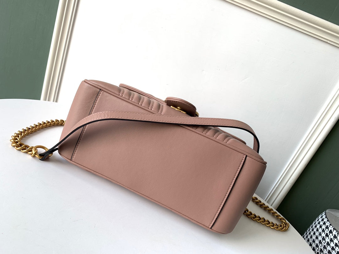 GG Marmont 26.5cm Dark Beige Calfskin Gold Hardware mysite